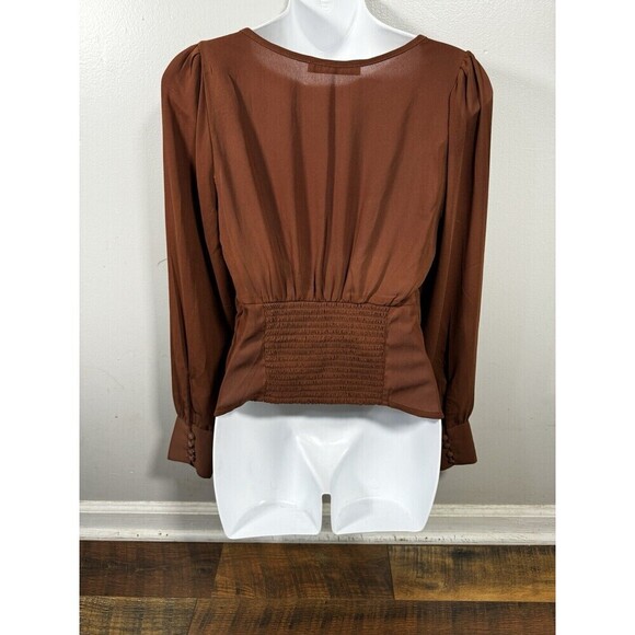 Abercrombie  Sweetheart Long Sleeve Blouse Woman - Brown Tan Size Small - Picture 4 of 9